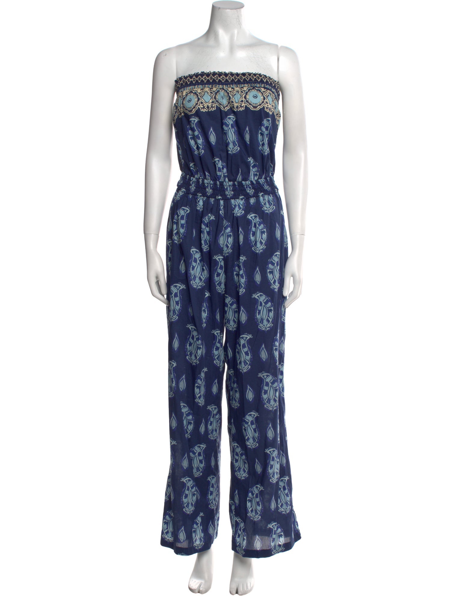 Johanna Ortiz Printed Strapless Jumpsuit