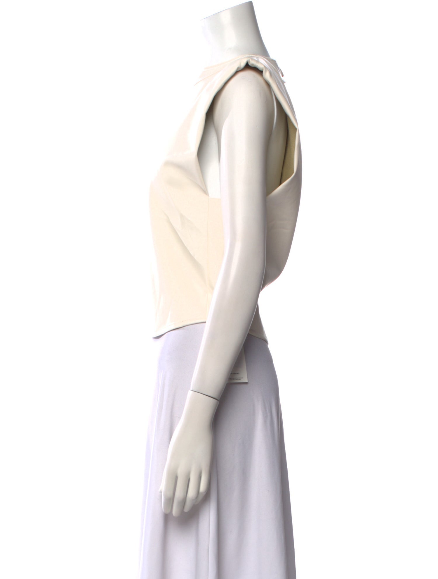 Johanna Ortiz Faux Leather Crew Neck Crop Top