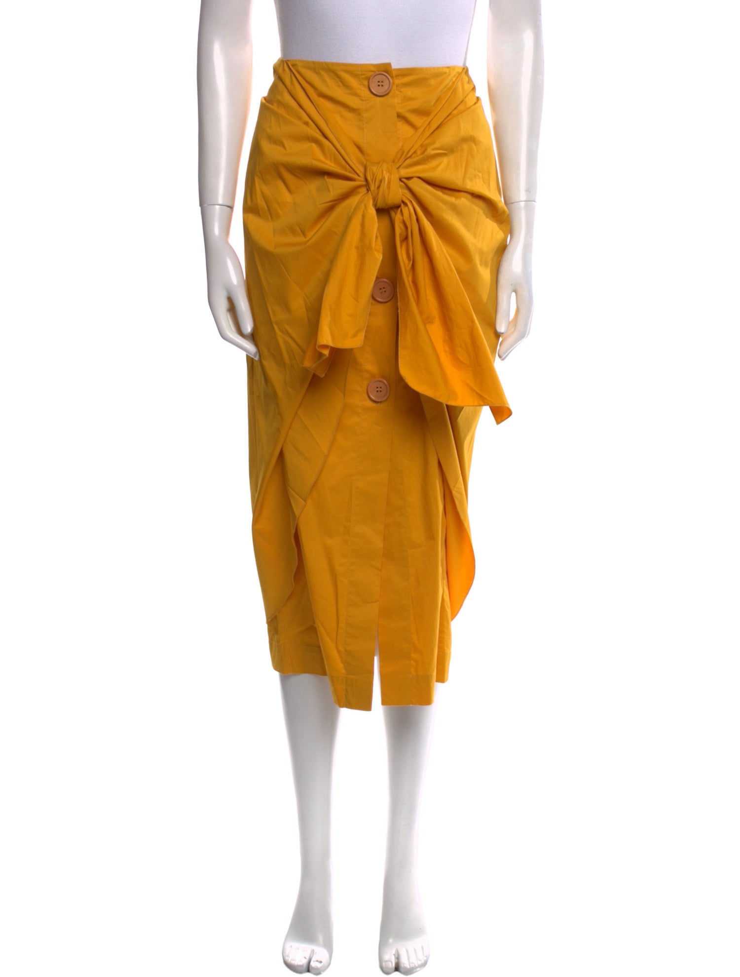 Johanna Ortiz Pleated Accents Midi Length Skirt