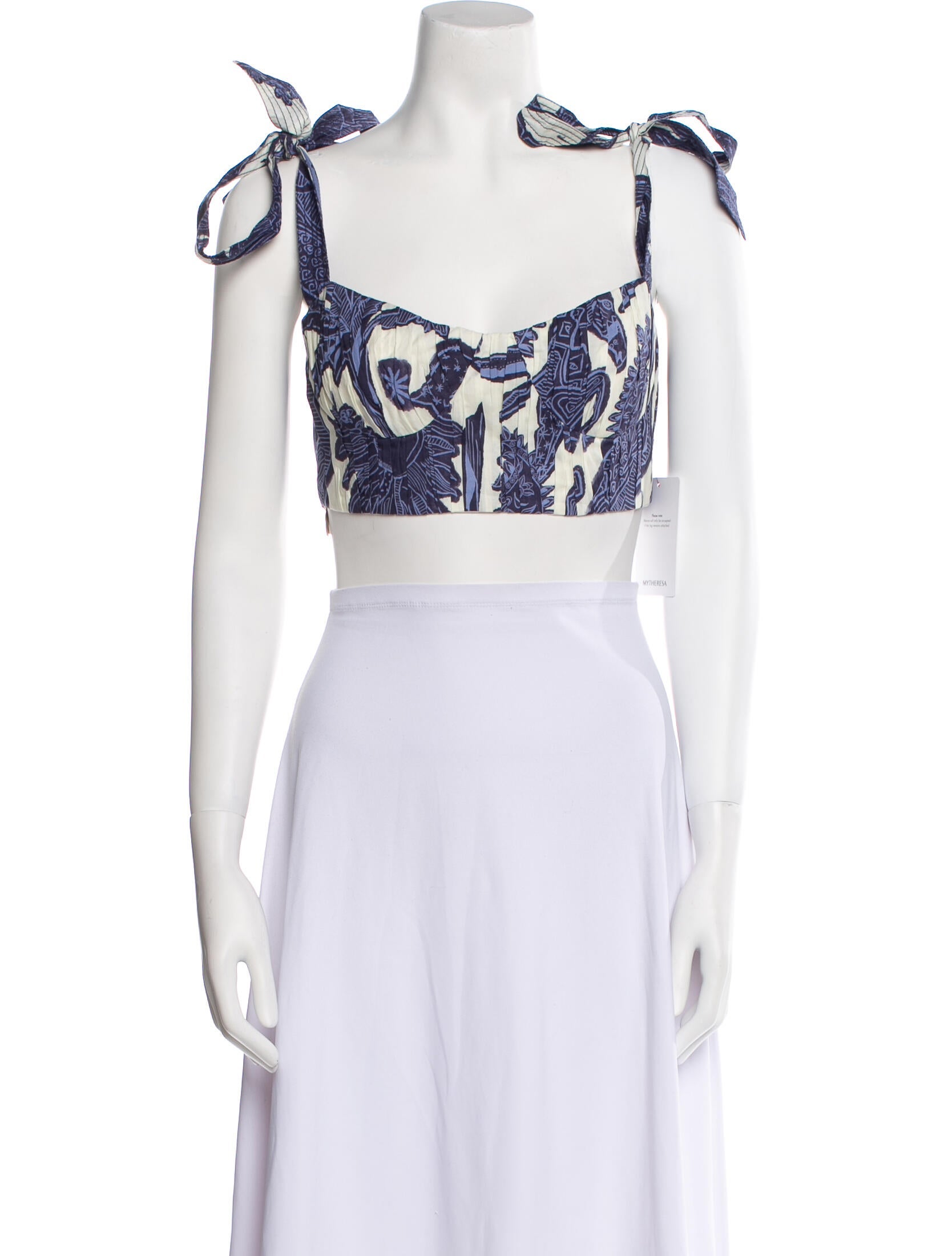 Johanna Ortiz Linen Printed Crop Top