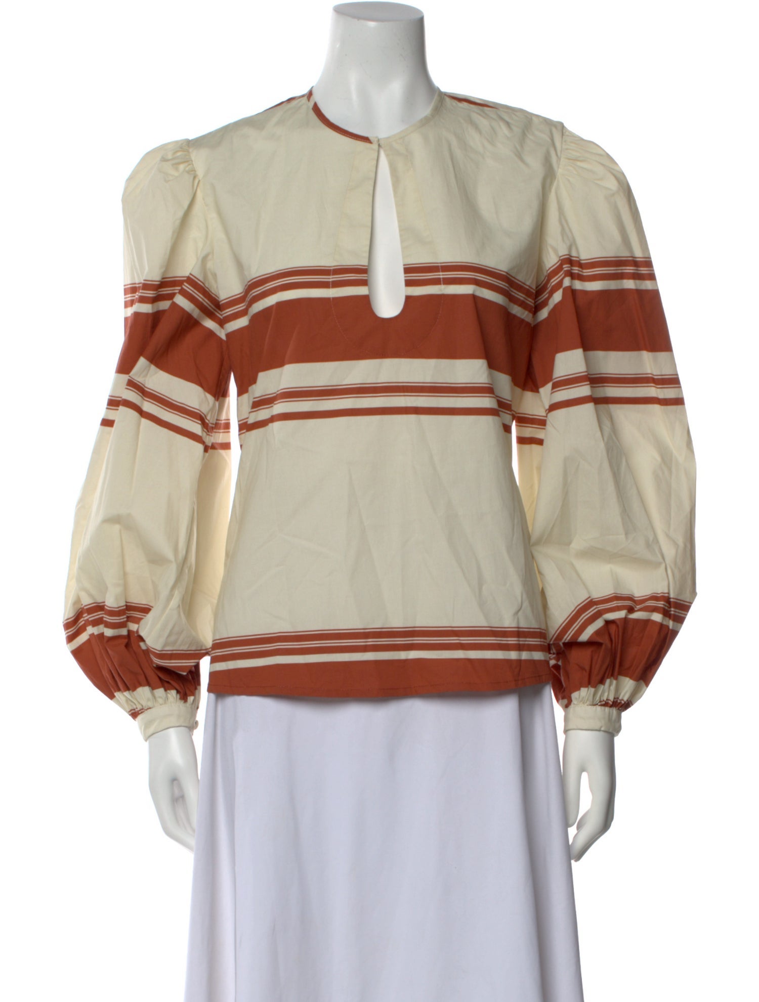 Johanna Ortiz Striped Crew Neck Blouse