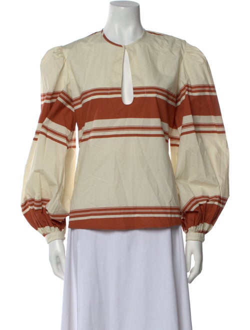 Johanna Ortiz Striped Crew Neck Blouse