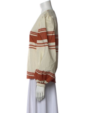 Johanna Ortiz Striped Crew Neck Blouse