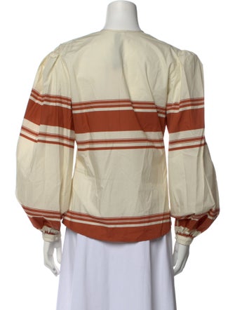 Johanna Ortiz Striped Crew Neck Blouse