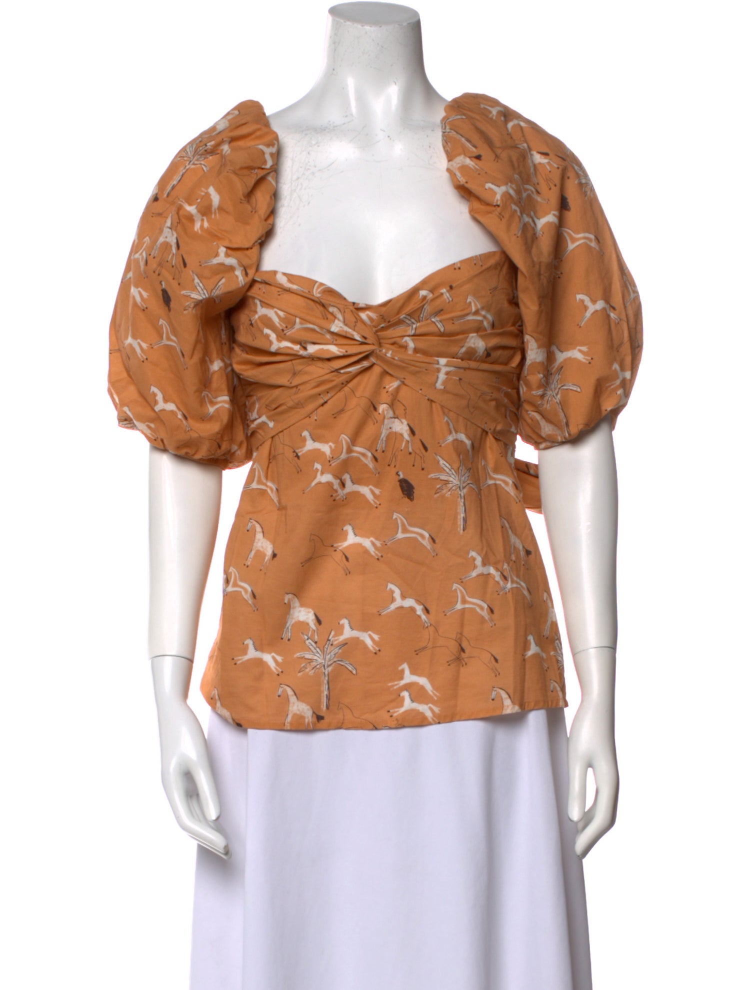 Johanna Ortiz Printed Square Neckline Blouse