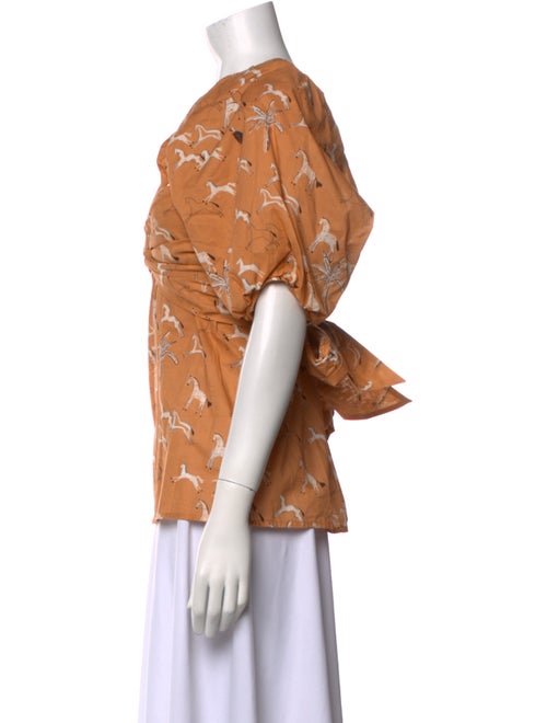 Johanna Ortiz Printed Square Neckline Blouse