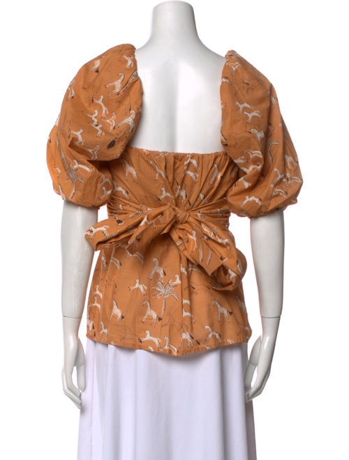 Johanna Ortiz Printed Square Neckline Blouse