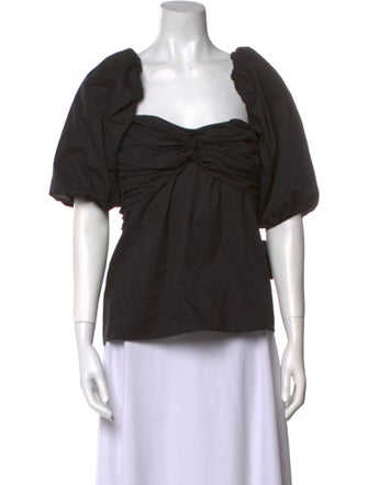 Johanna Ortiz Square Neckline Short Sleeve Top