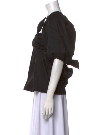 Johanna Ortiz Square Neckline Short Sleeve Top