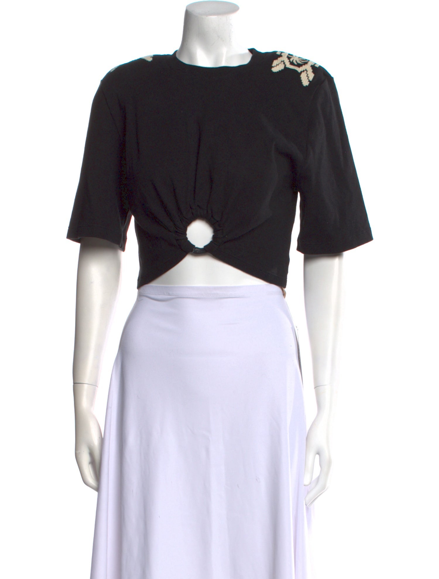 Johanna Ortiz Crew Neck Short Sleeve Crop Top