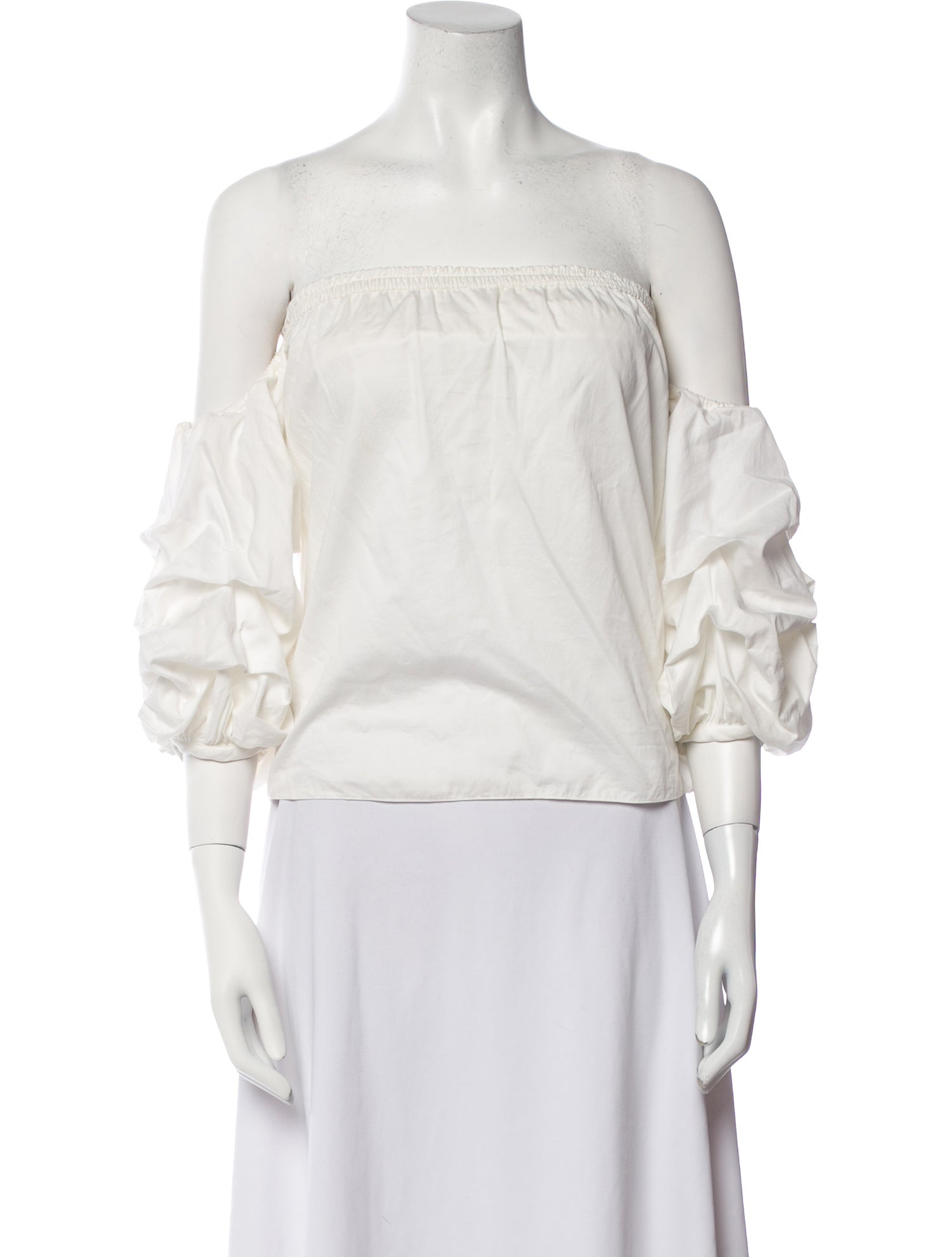 Johanna Ortiz Off-The-Shoulder Three-Quarter Sleeve Crop Top