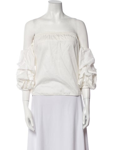 Johanna Ortiz Tops Off-The-Shoulder Three-Quarter Sleeve Crop Top M