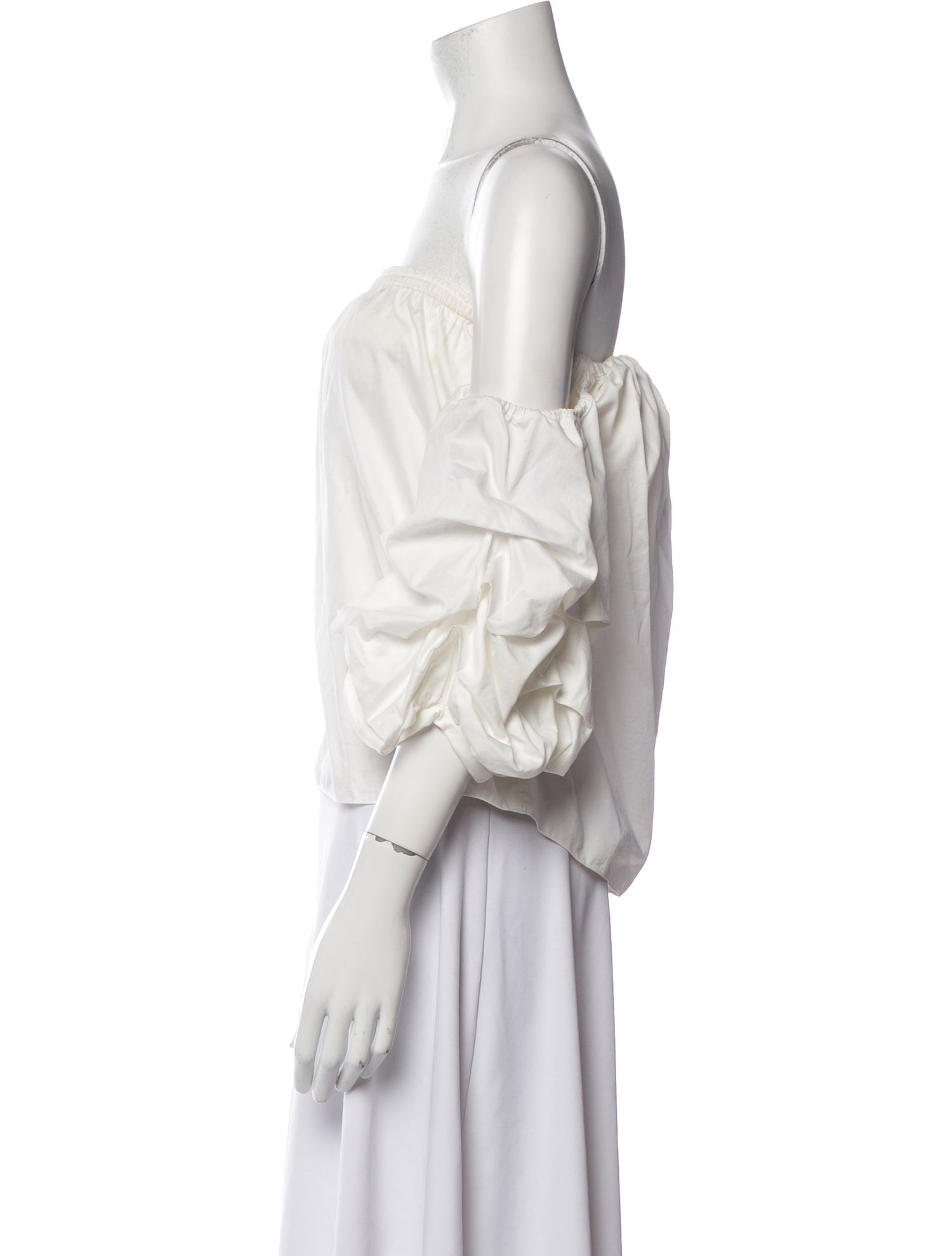 Johanna Ortiz Off-The-Shoulder Three-Quarter Sleeve Crop Top