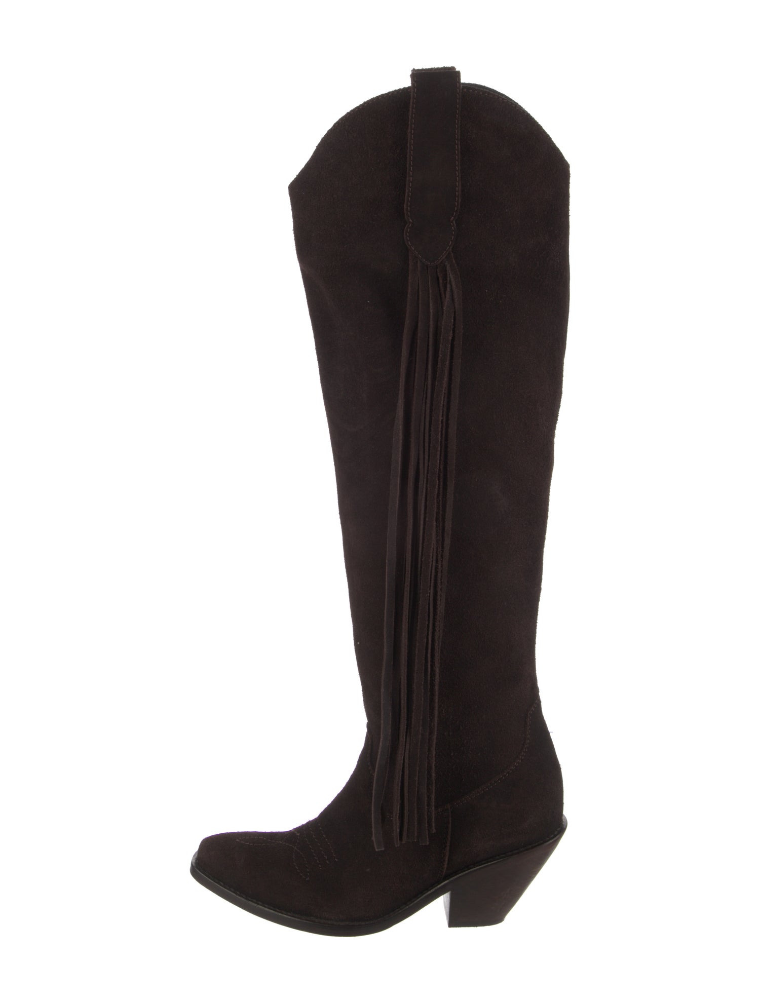 Johanna Ortiz Suede Fringe Trim Accent Western Boots