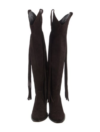 Johanna Ortiz Suede Fringe Trim Accent Western Boots