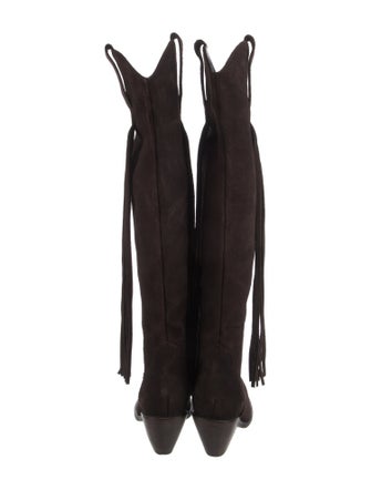 Johanna Ortiz Suede Fringe Trim Accent Western Boots