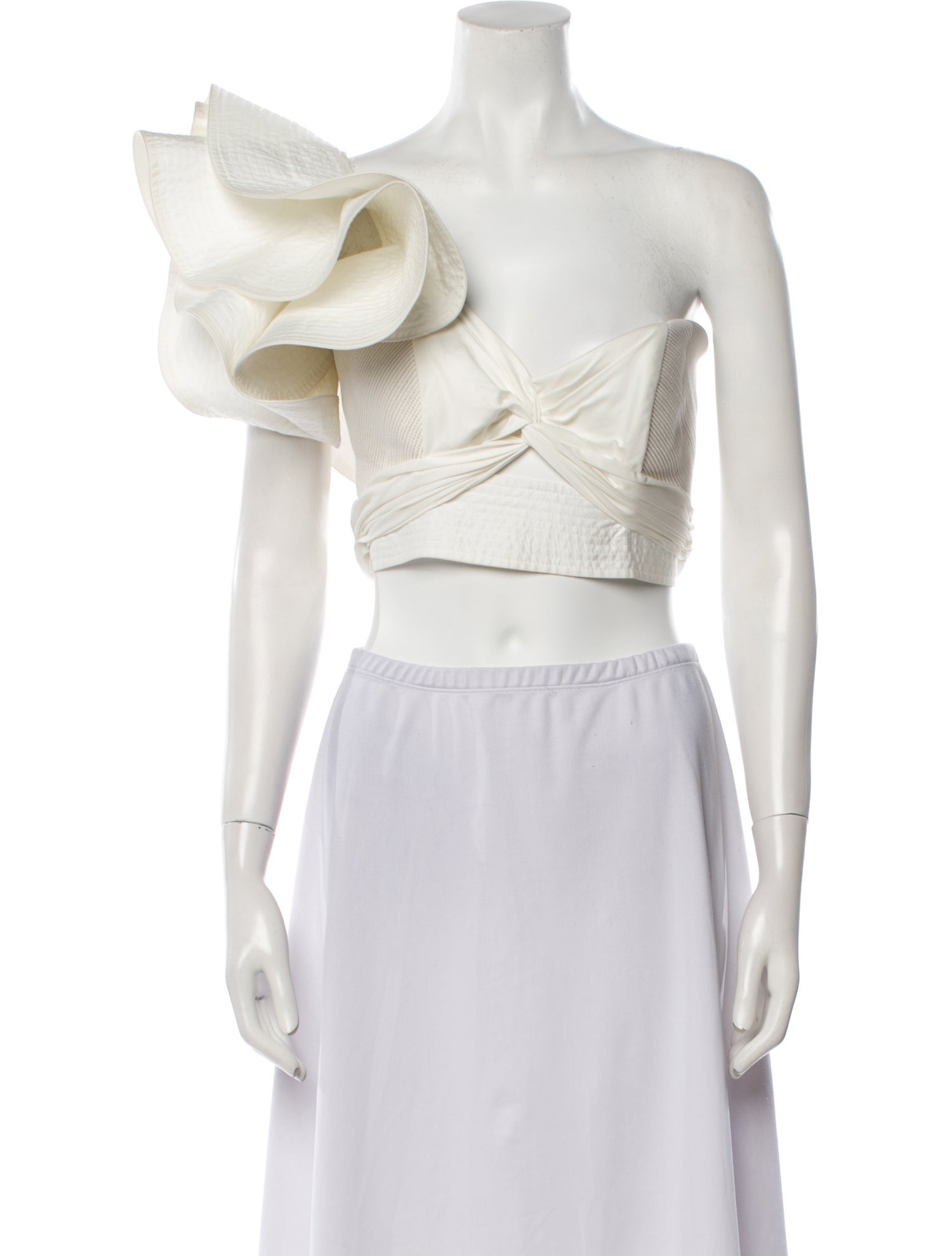 Johanna Ortiz Silk One-Shoulder Crop Top