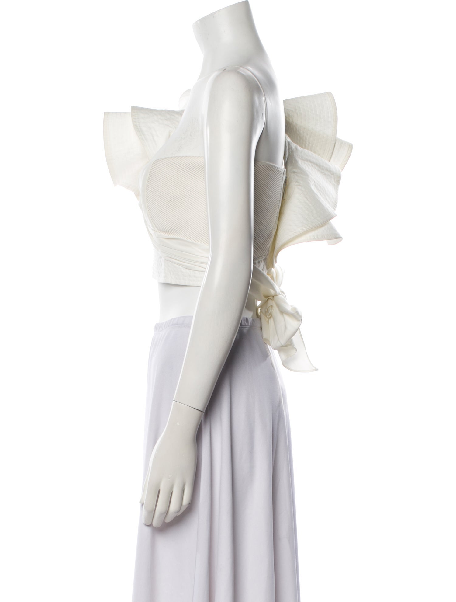 Johanna Ortiz Silk One-Shoulder Crop Top