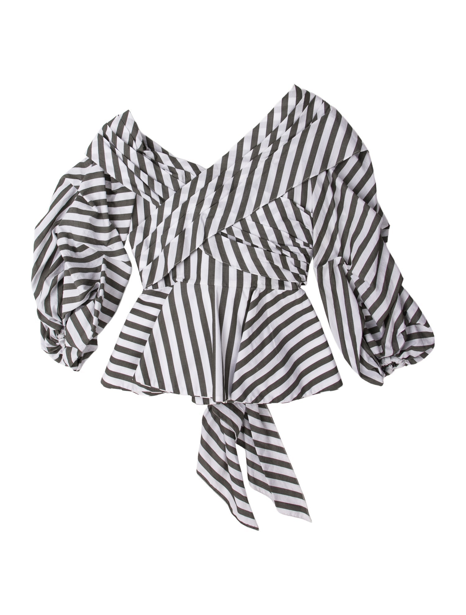 Johanna Ortiz Striped Asymmetrical Crop Top