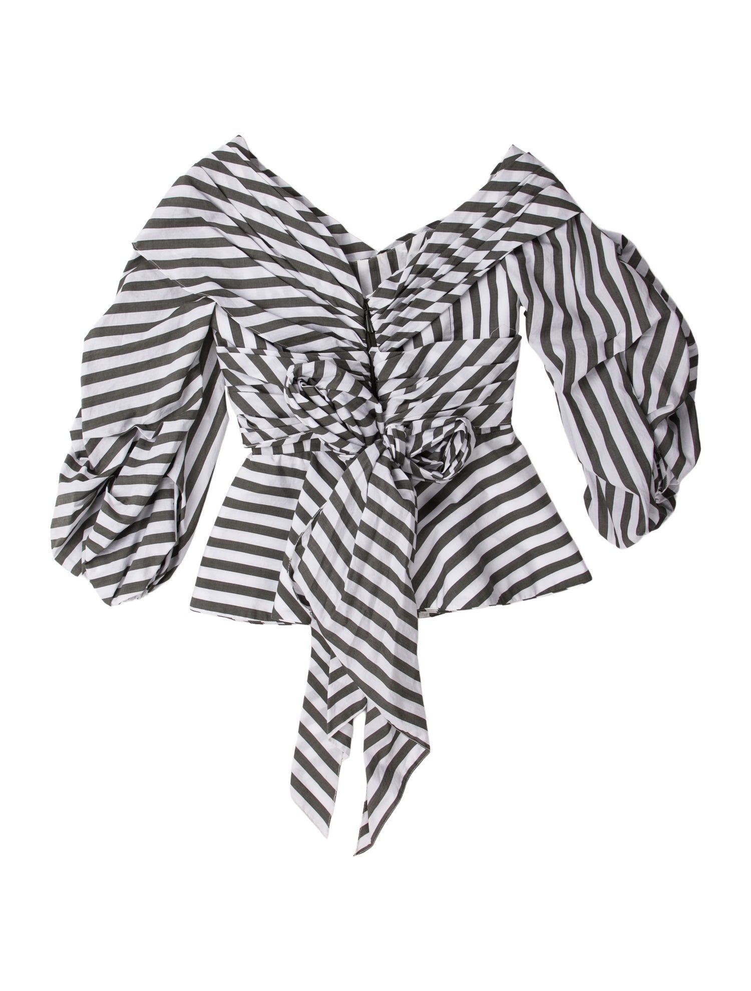 Johanna Ortiz Striped Asymmetrical Crop Top