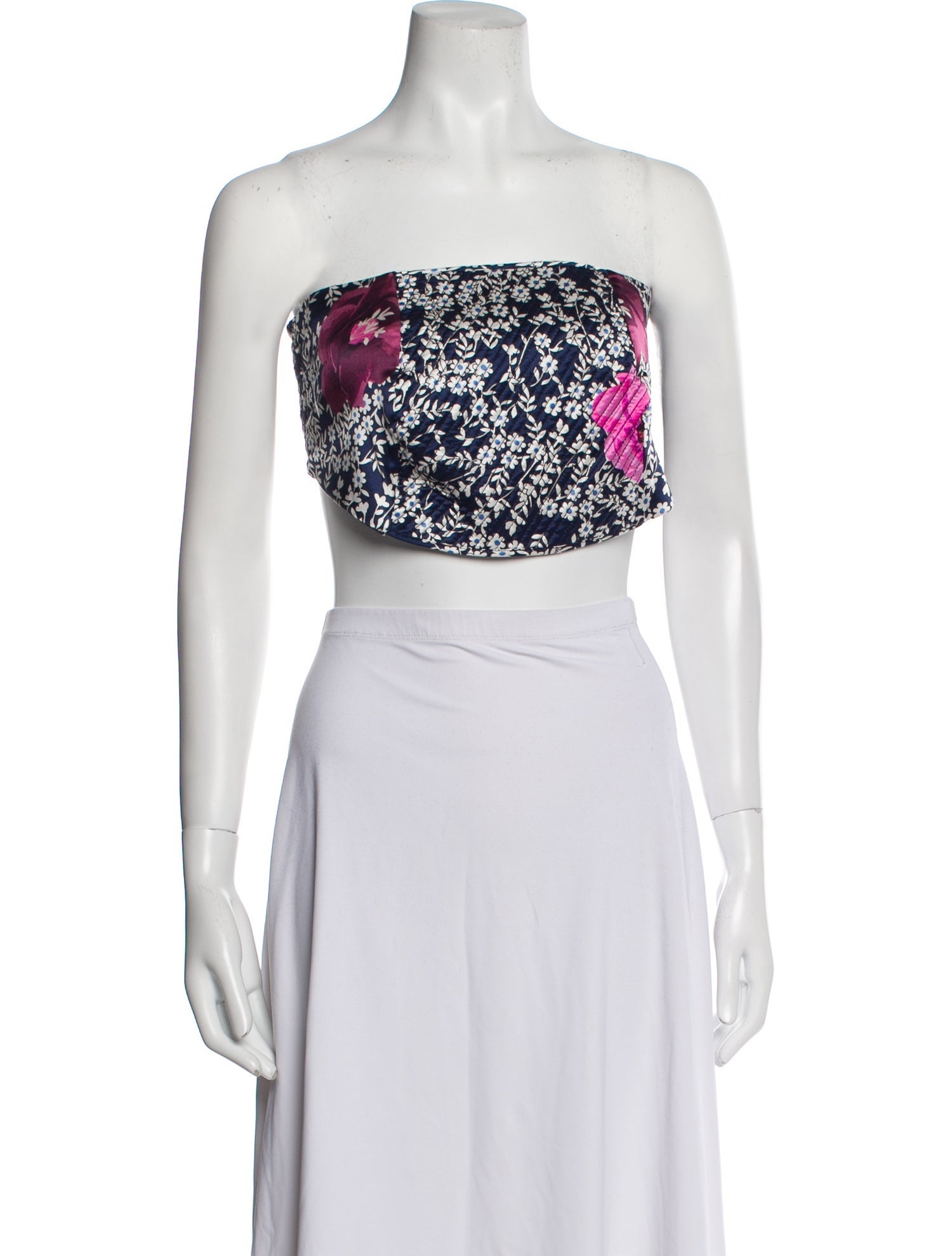 Johanna Ortiz Silk Floral Print Crop Top