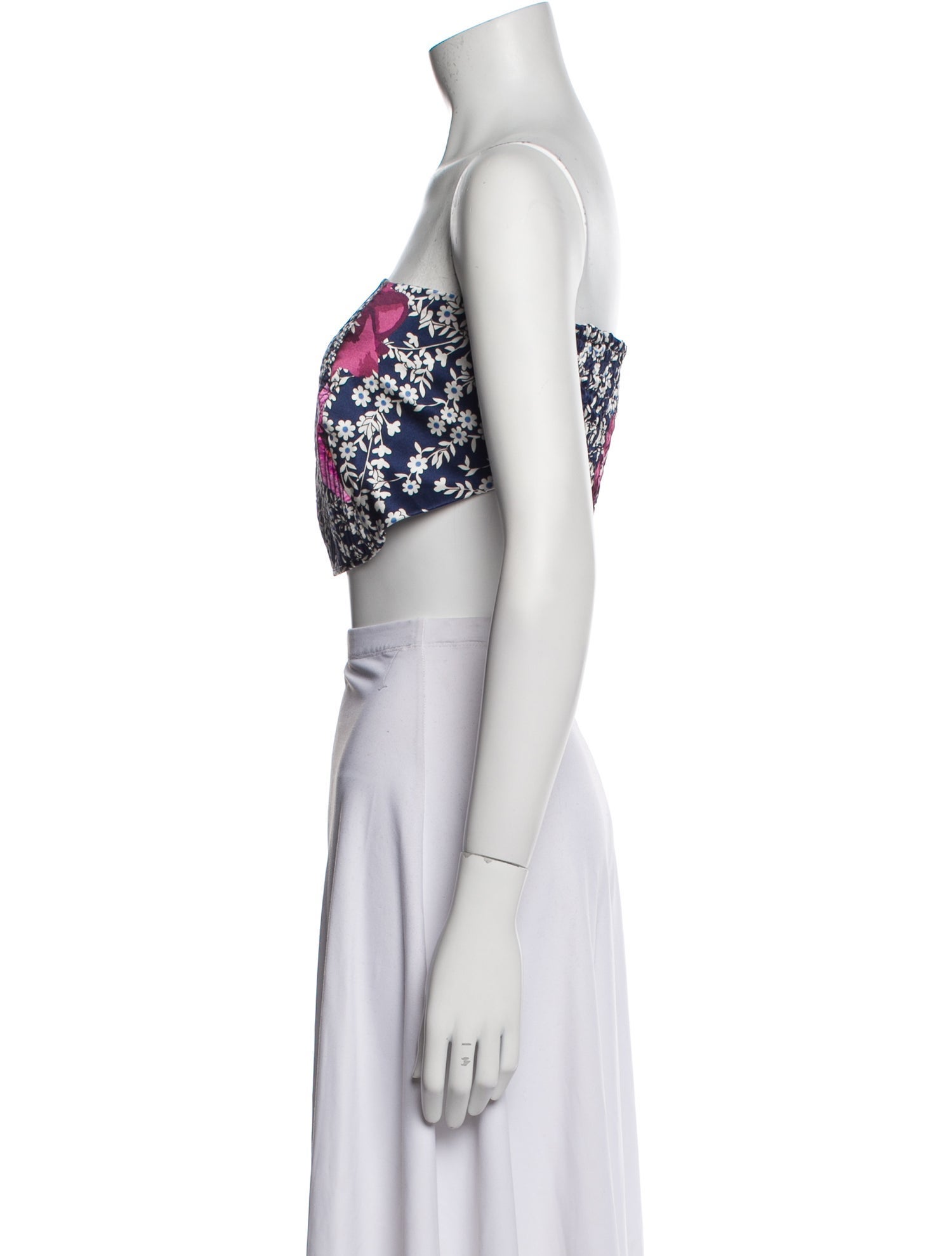 Johanna Ortiz Silk Floral Print Crop Top