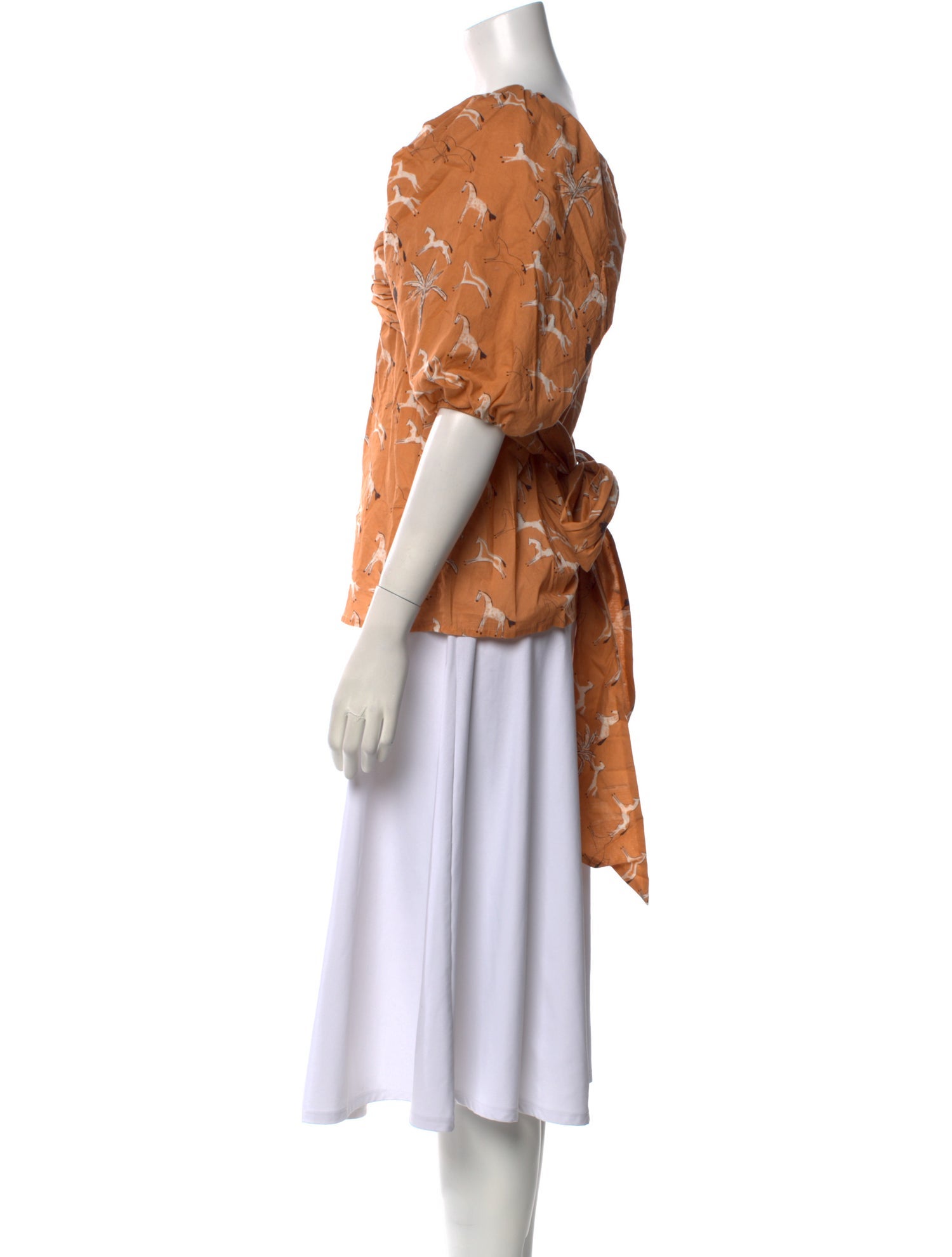 Johanna Ortiz Printed Square Neckline Blouse