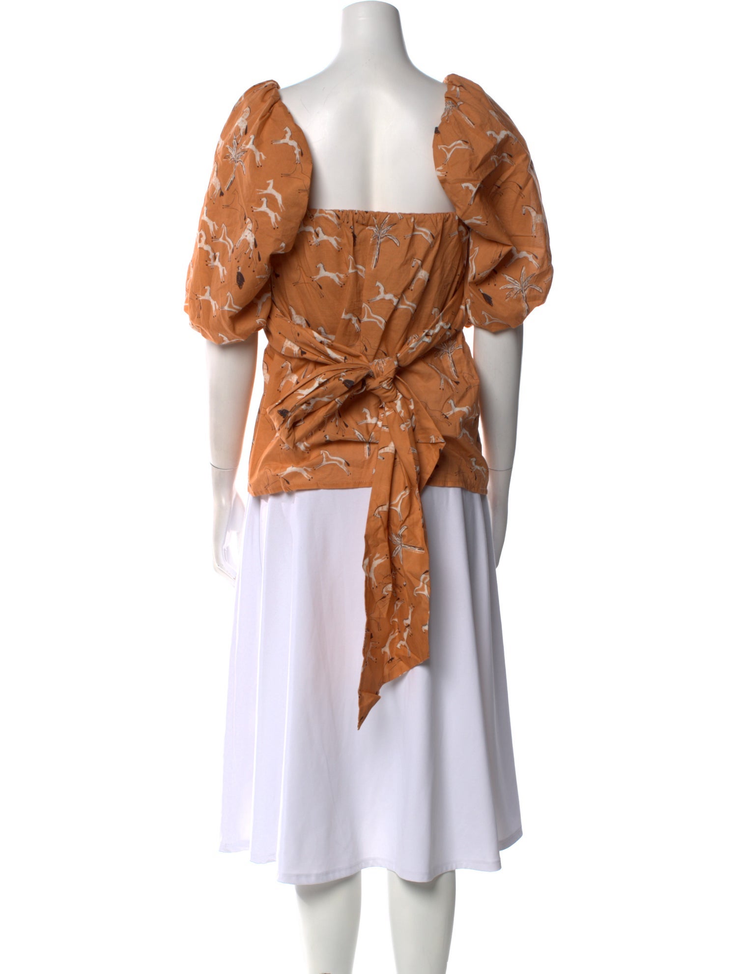 Johanna Ortiz Printed Square Neckline Blouse