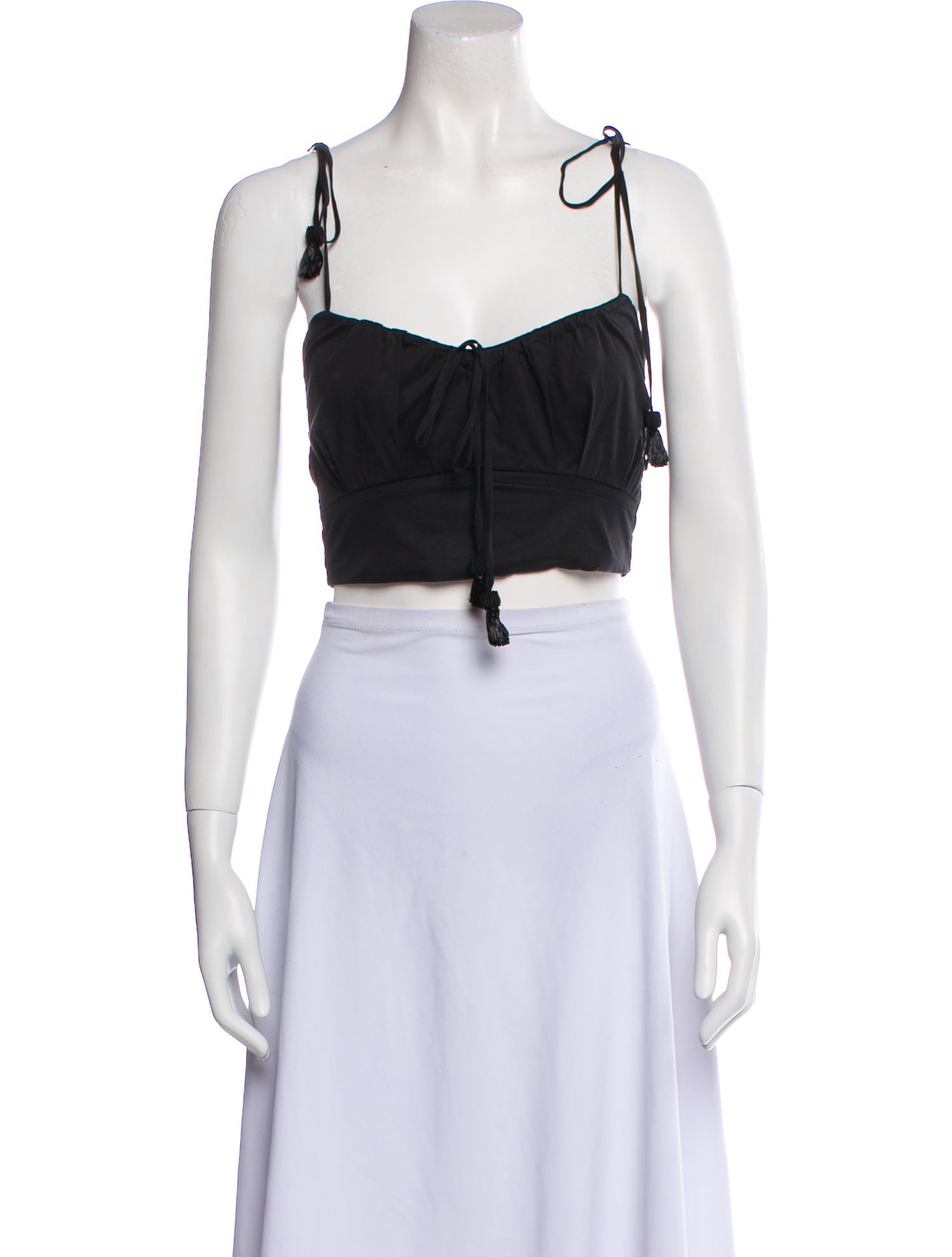 Johanna Ortiz Square Neckline Sleeveless Crop Top