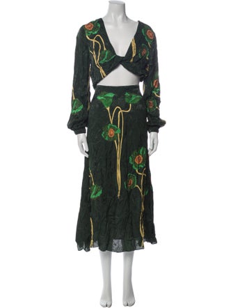 Johanna Ortiz Printed Ruffle Embellishment Skirt Set