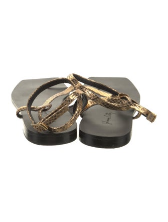 Johanna Ortiz Leather T-Strap Sandals