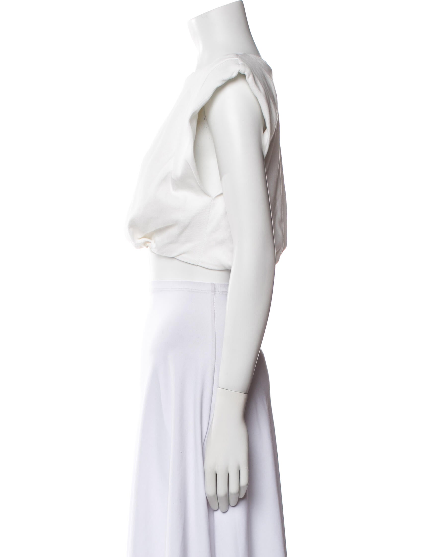 Johanna Ortiz Bateau Neckline Short Sleeve Crop Top