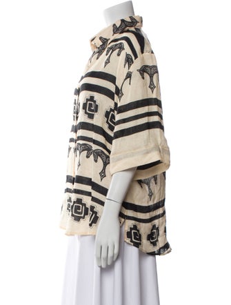 Johanna Ortiz Linen Printed Button-Up Top