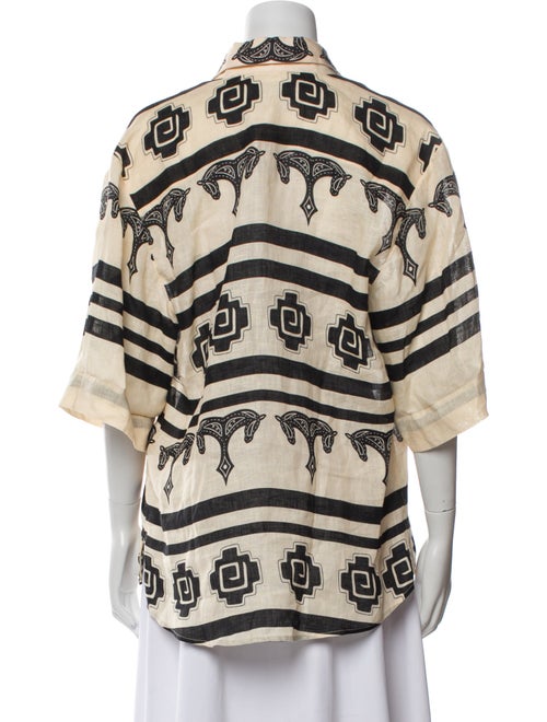 Johanna Ortiz Linen Printed Button-Up Top