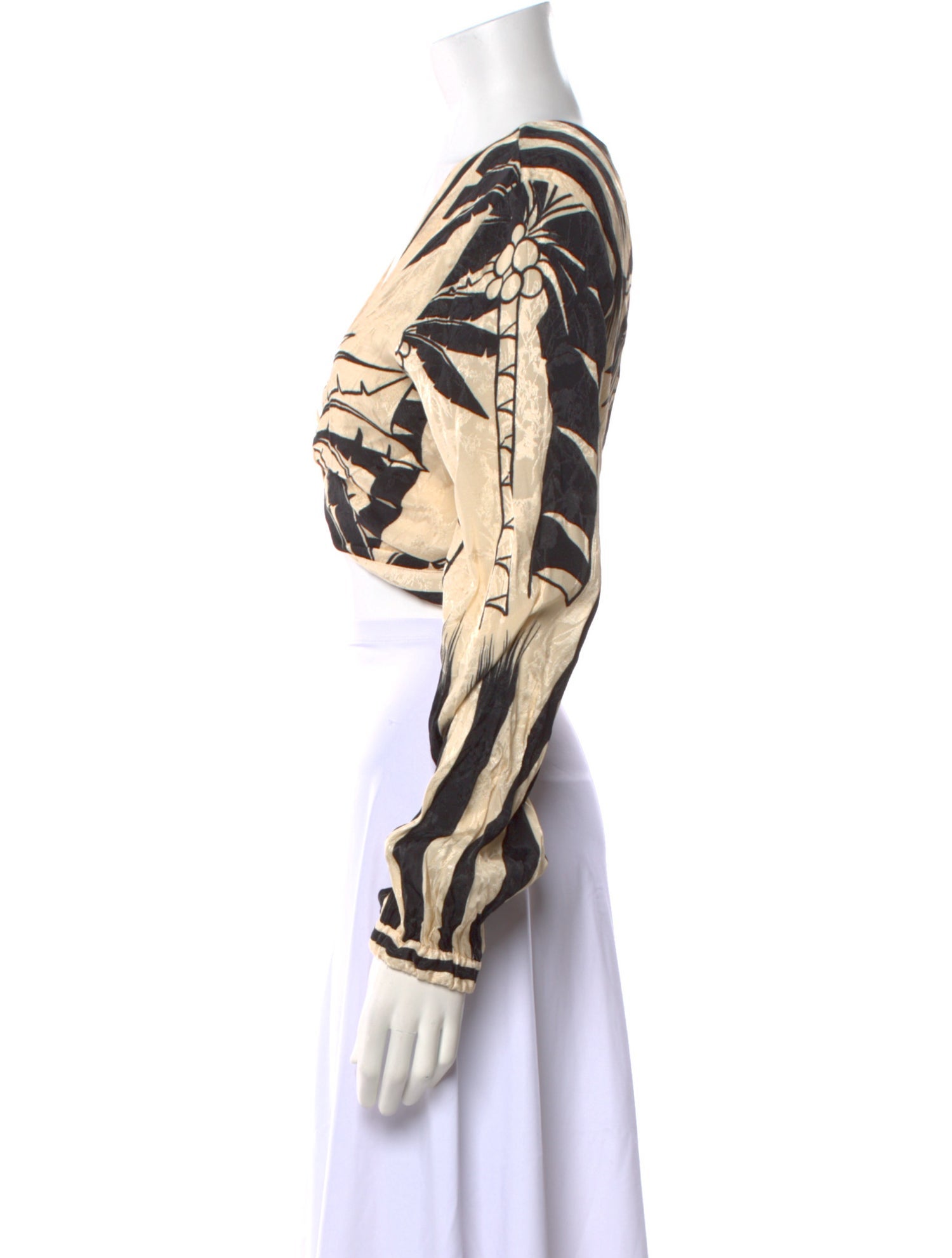 Johanna Ortiz Printed V-Neck Crop Top