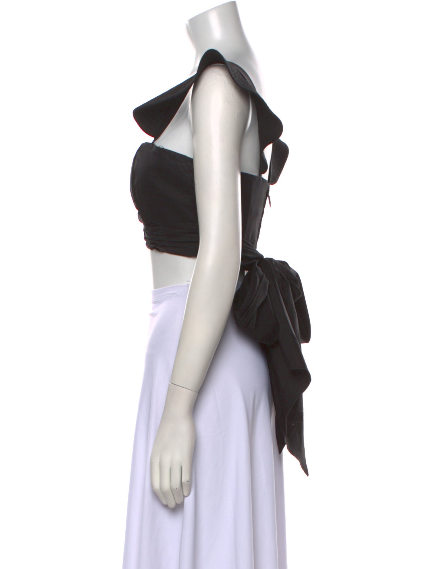 Johanna Ortiz Square Neckline Short Sleeve Crop Top