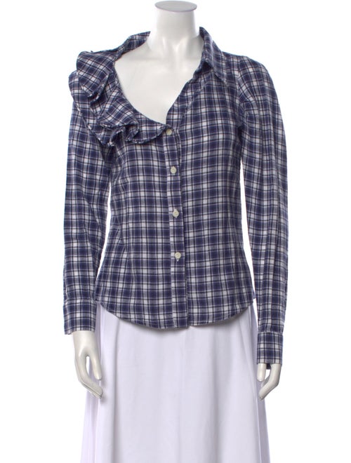 Johanna Ortiz Plaid Print Long Sleeve Button-Up Top