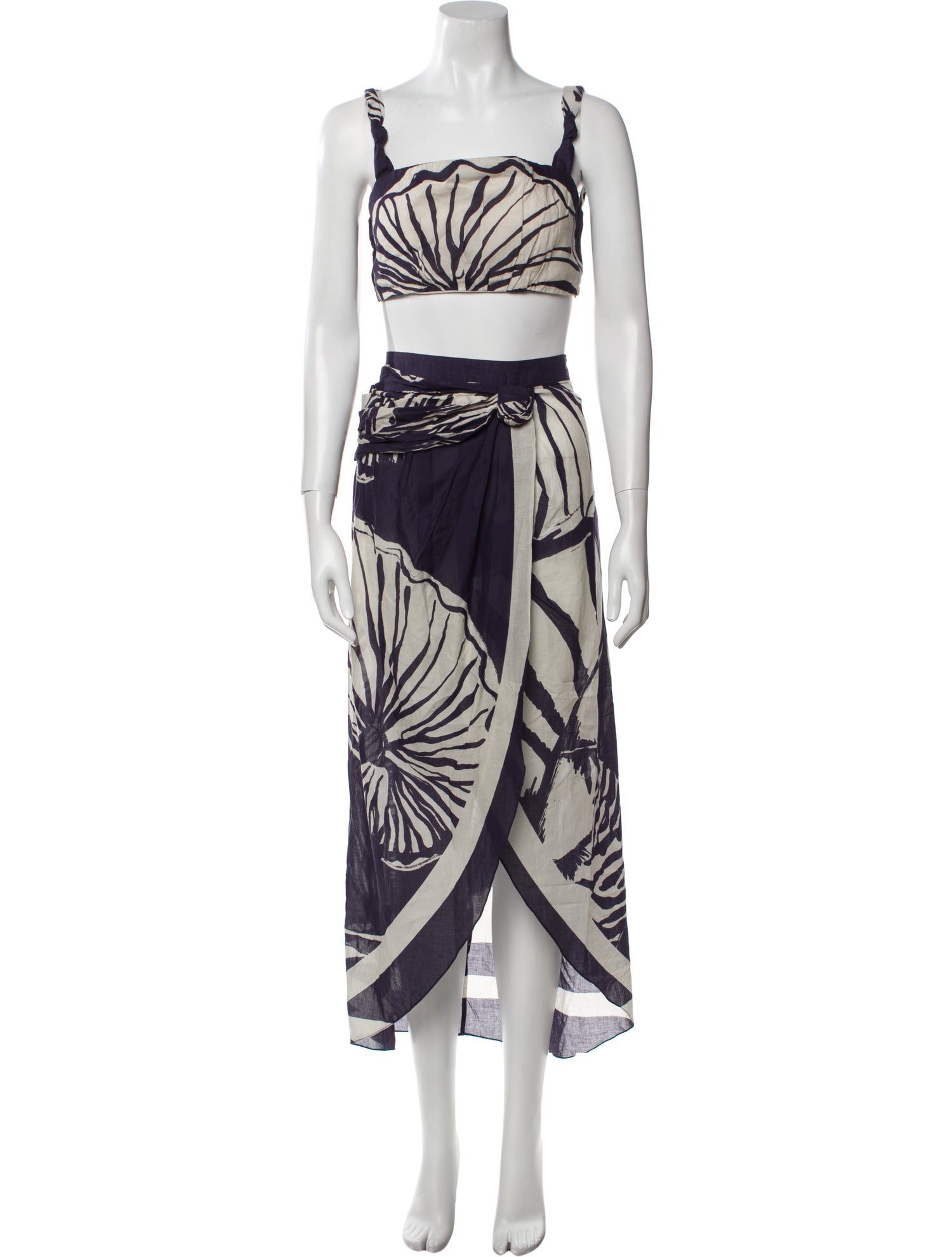 Johanna Ortiz Floral Print Ruffle Embellishment Skirt Set