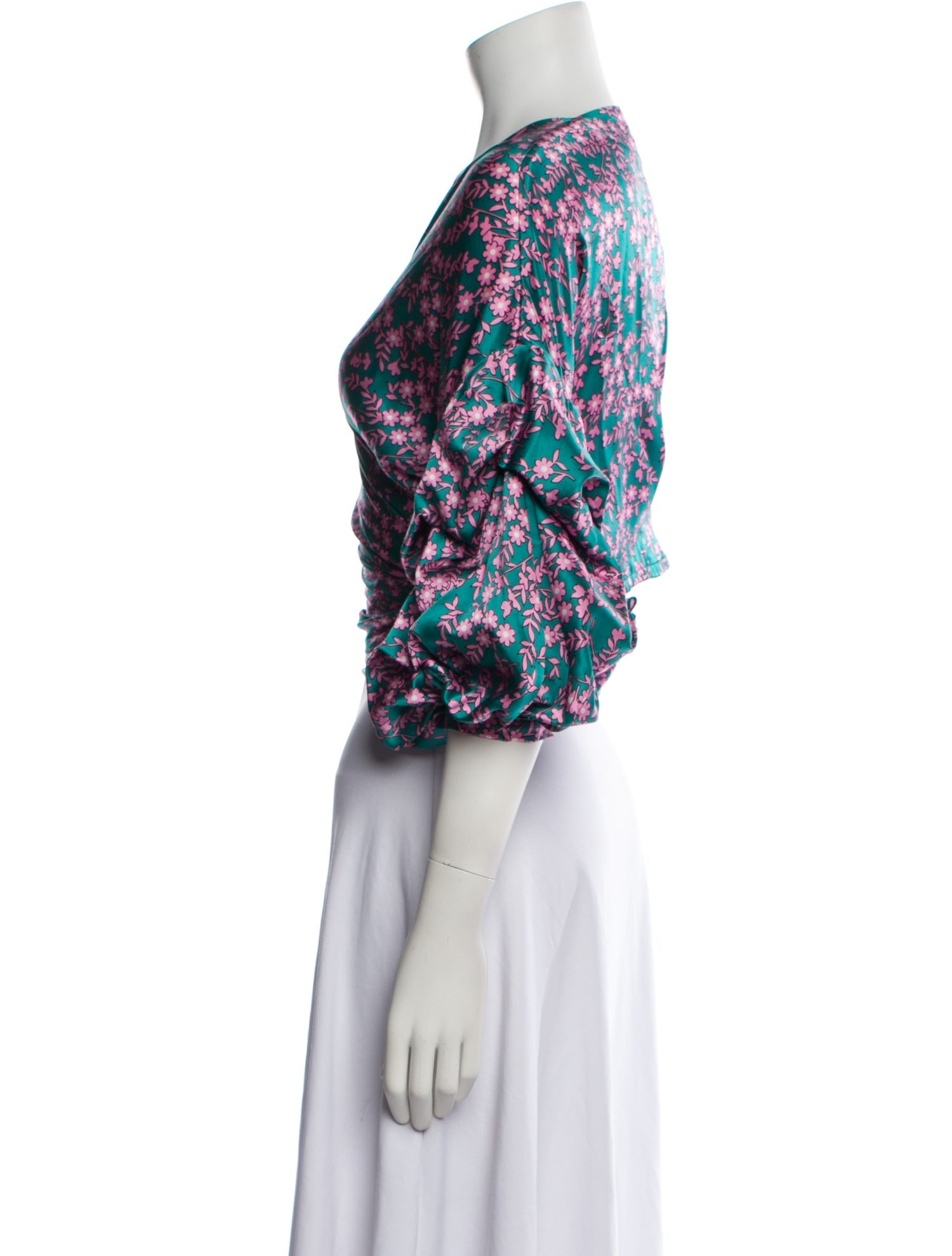 Johanna Ortiz Floral Print V-Neck Crop Top