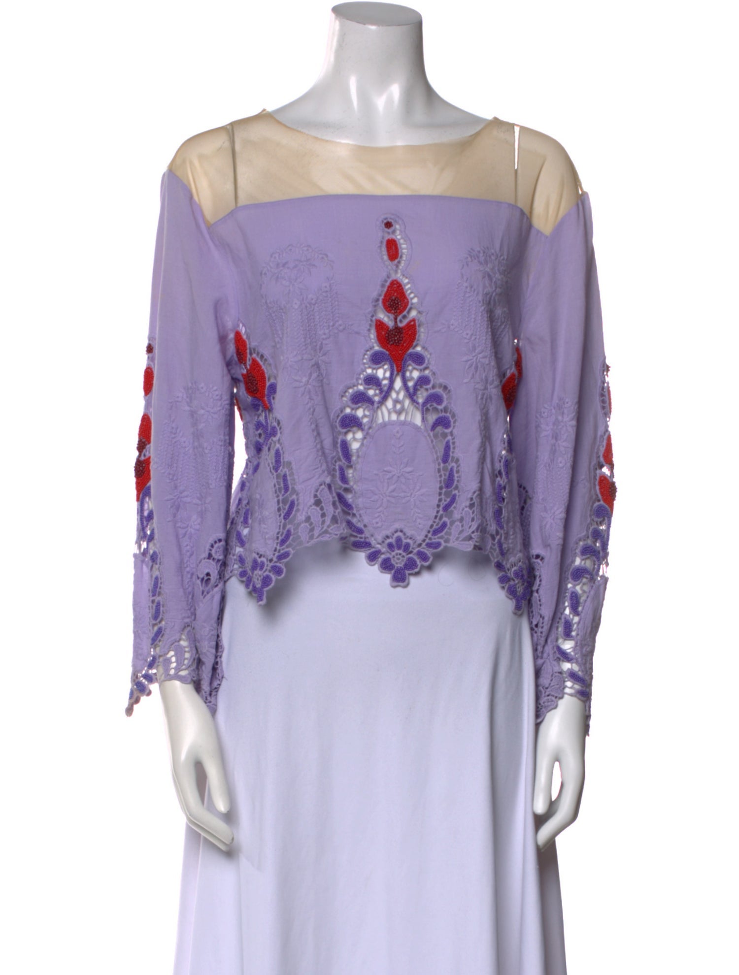 Johanna Ortiz Printed Scoop Neck Crop Top