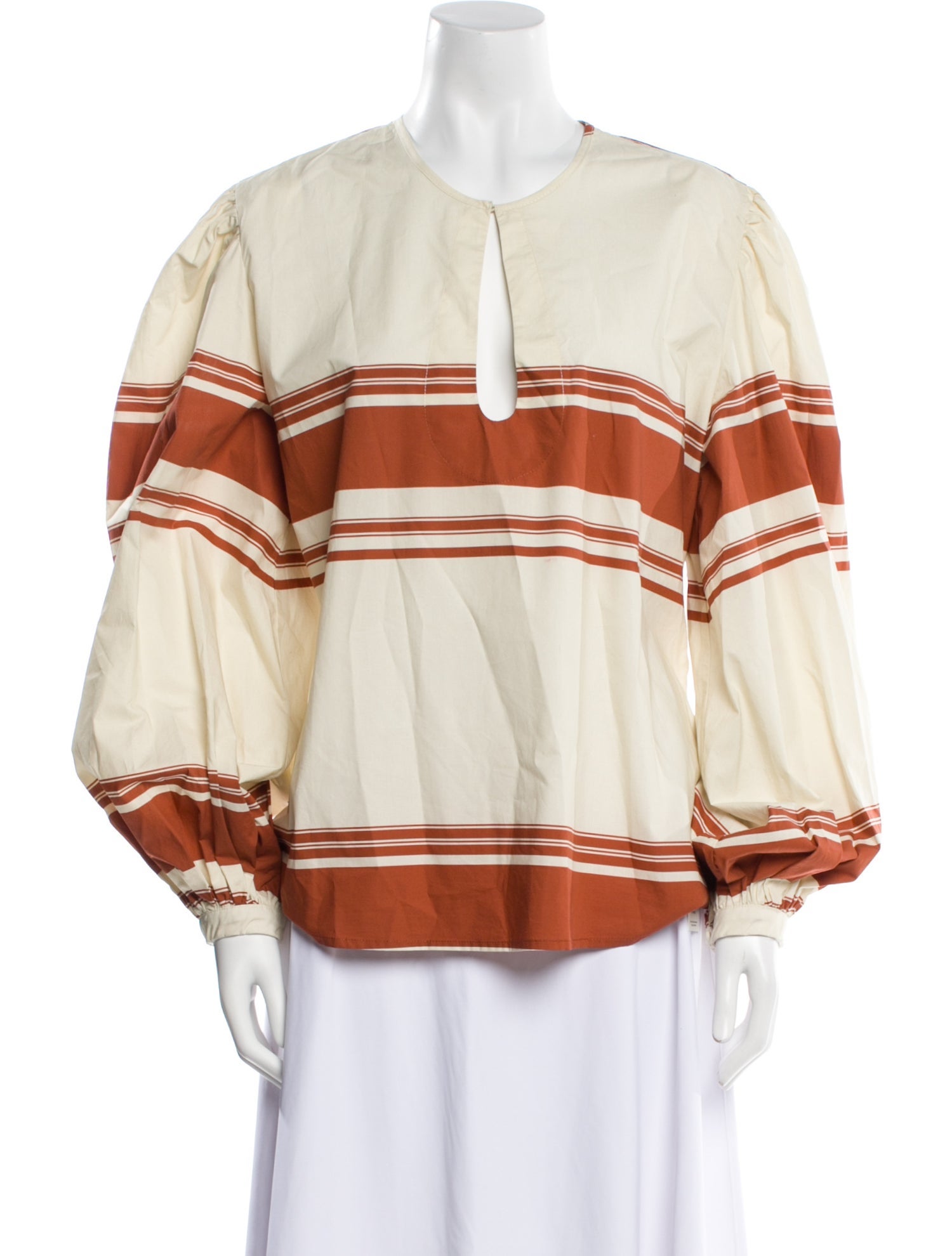 Johanna Ortiz Striped Crew Neck Blouse