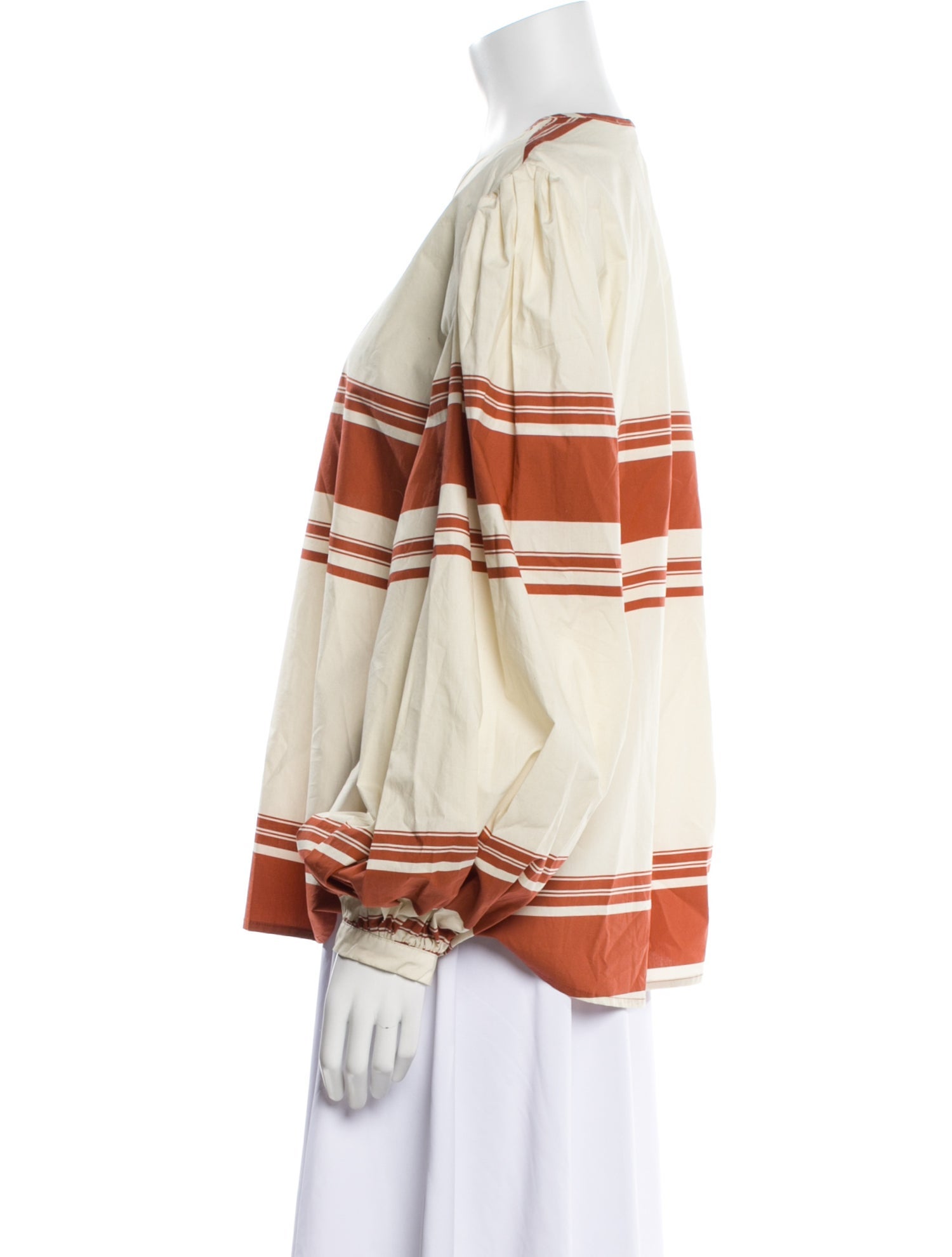 Johanna Ortiz Striped Crew Neck Blouse