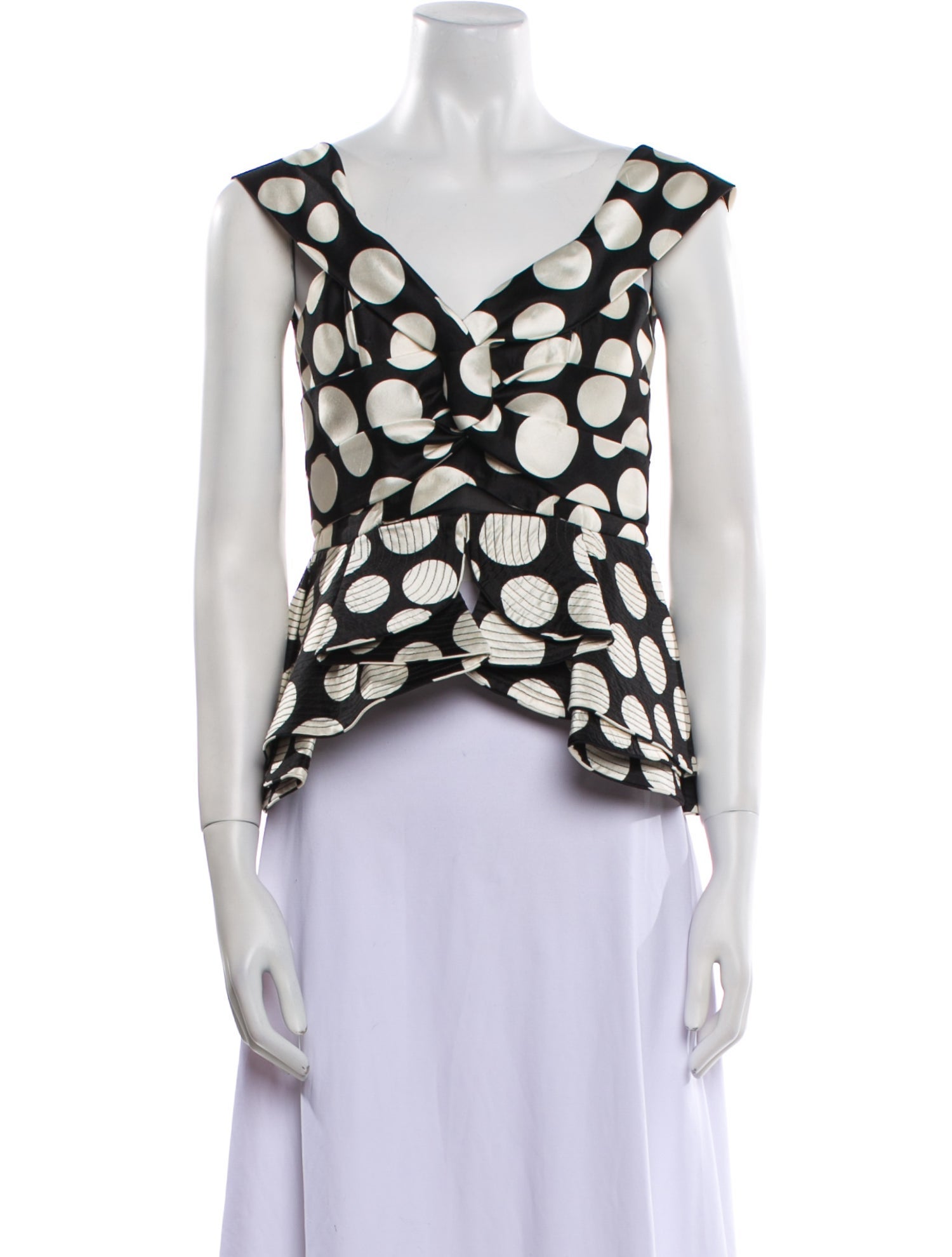 Johanna Ortiz Polka Dot Print V-Neck Crop Top