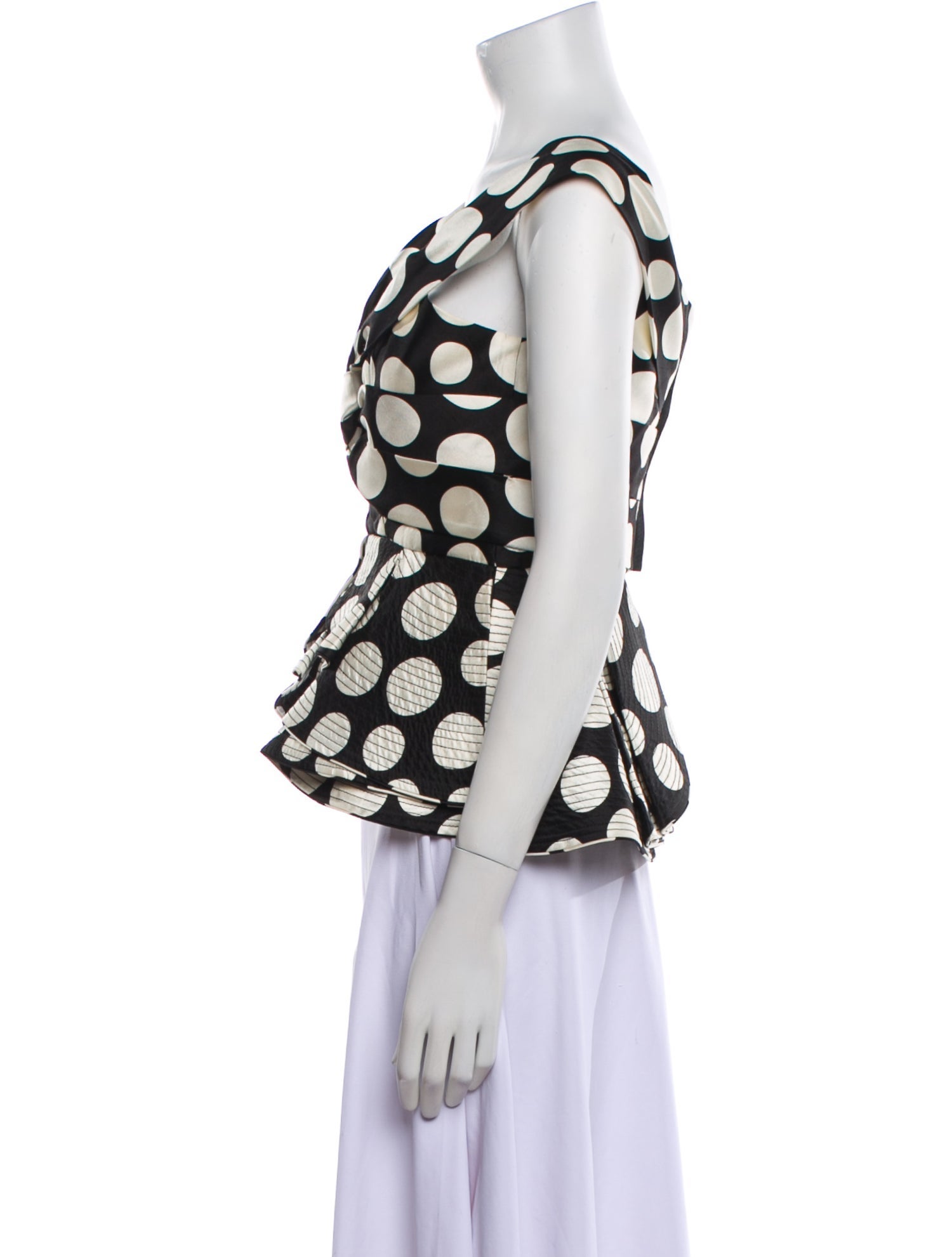 Johanna Ortiz Polka Dot Print V-Neck Crop Top