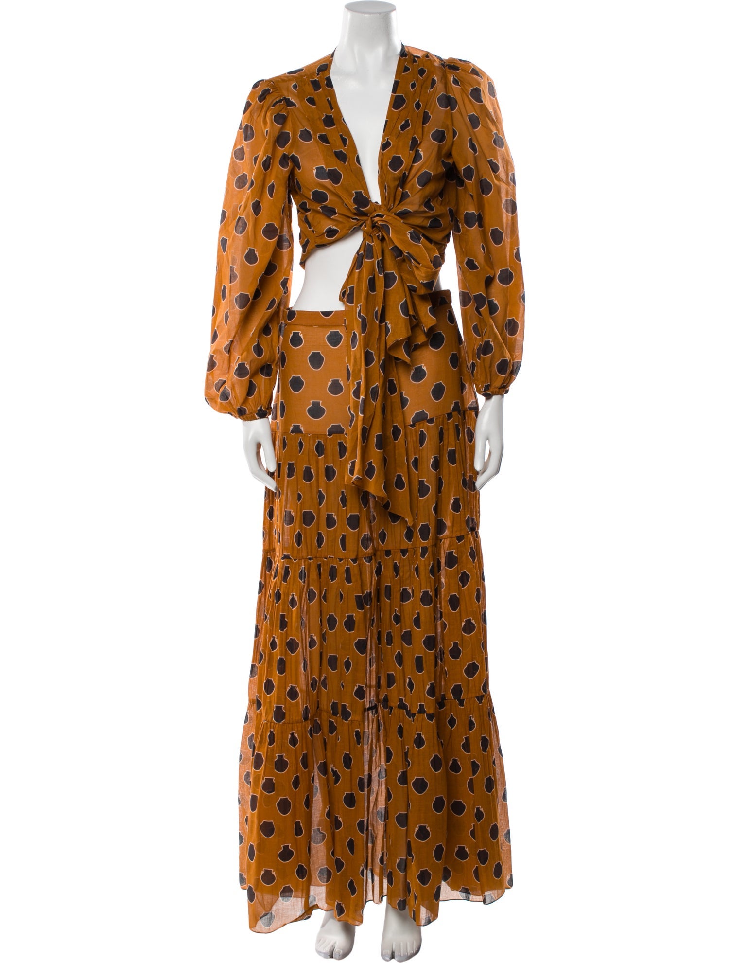 Johanna Ortiz Polka Dot Print Skirt Set