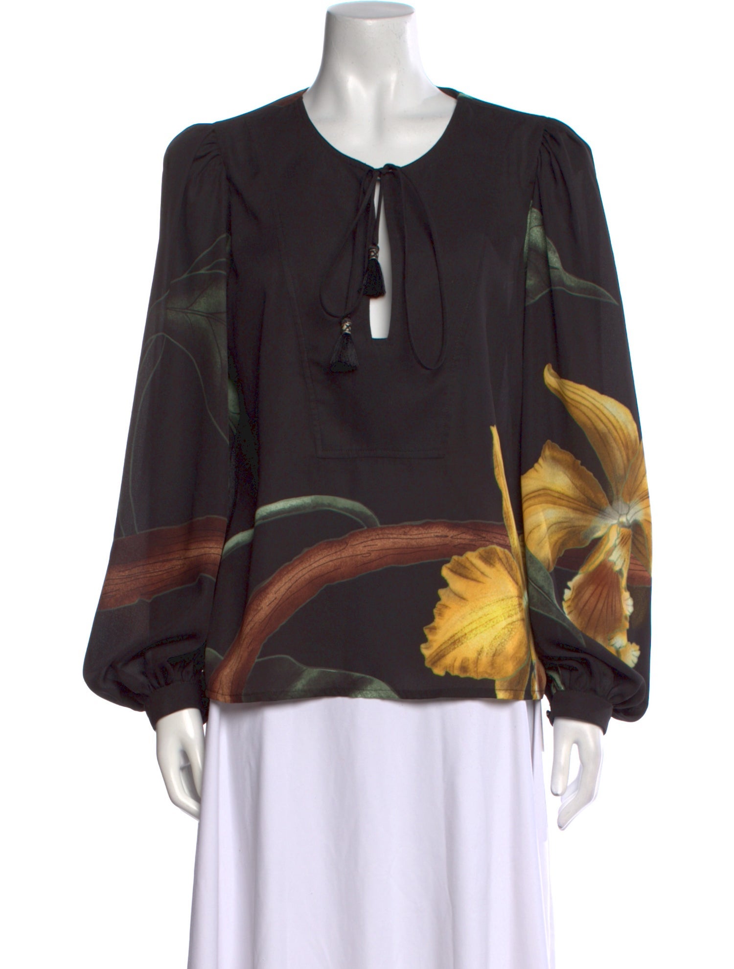 Johanna Ortiz Printed Tie Neck Blouse