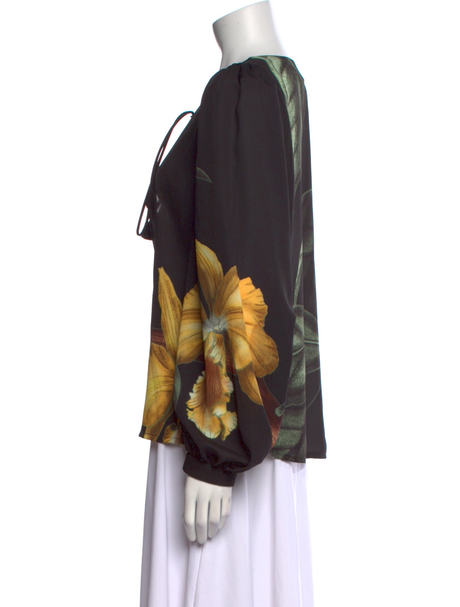 Johanna Ortiz Printed Tie Neck Blouse