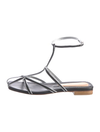 Johanna Ortiz Leather Striped Gladiator Sandals