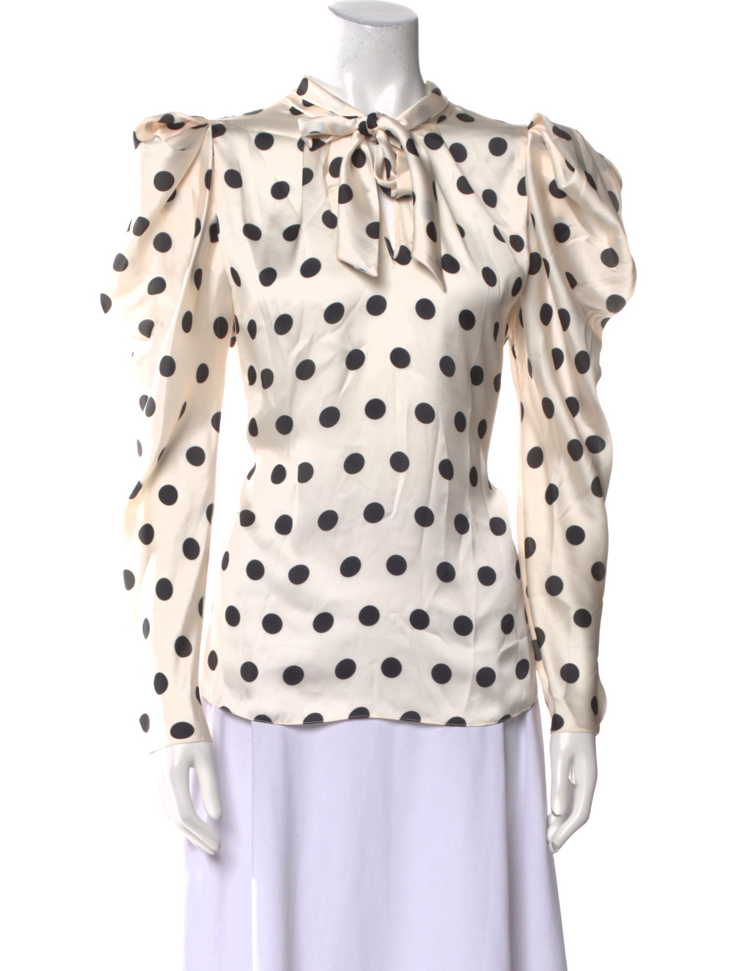 Johanna Ortiz Polka Dot Print Mock Neck Blouse