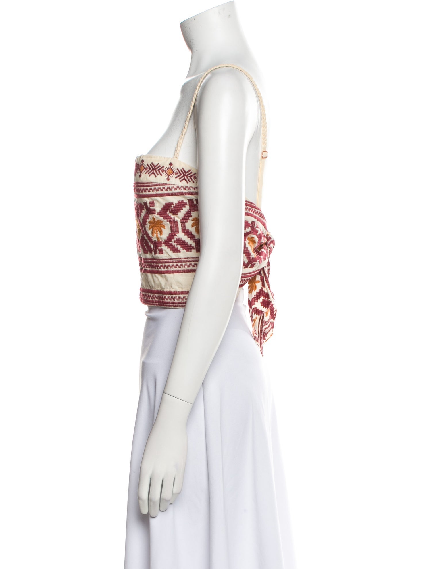 Johanna Ortiz Printed Square Neckline Crop Top